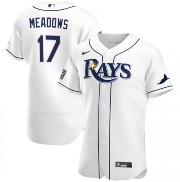Men's White Tampa Bay Rays #17 Austin Meadows Flex Base Stitched Jersey